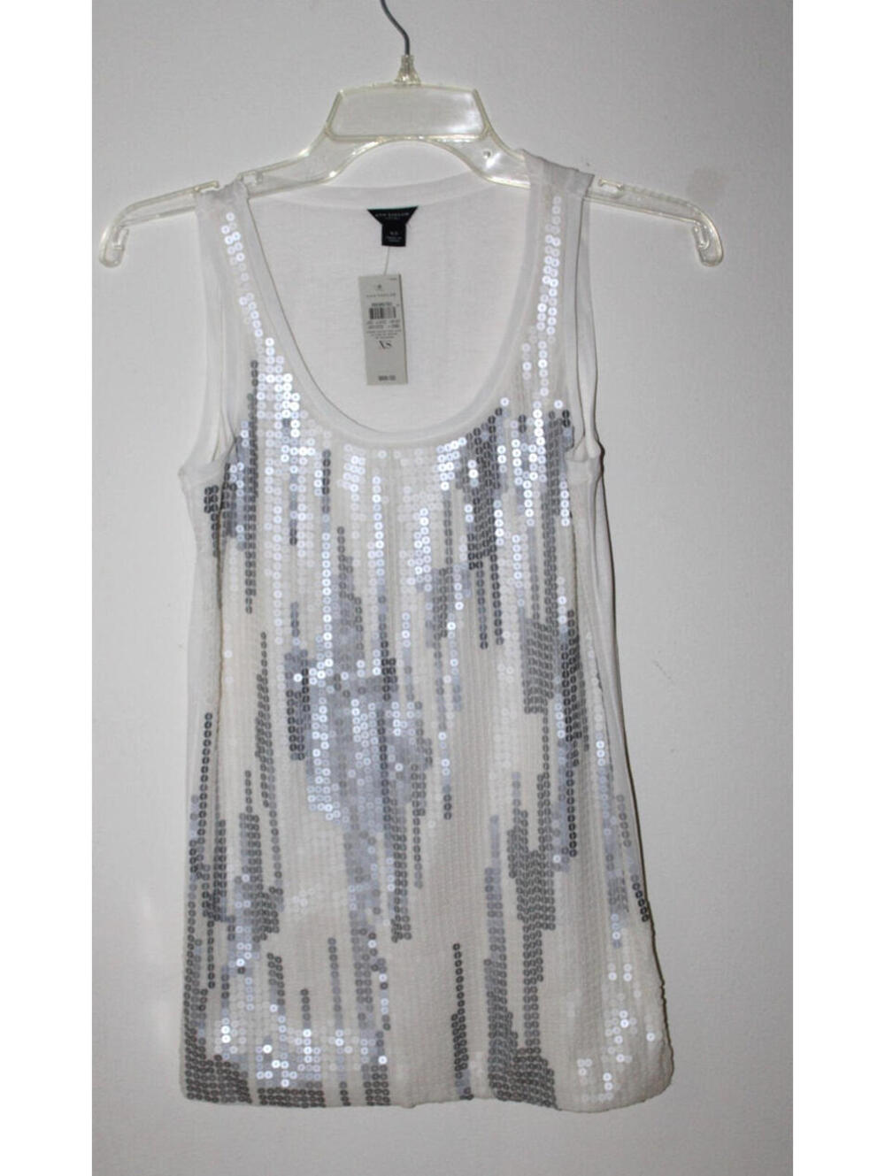Ann Taylor Sequined Embellished Tank white sleeveles Top Size XS NWT